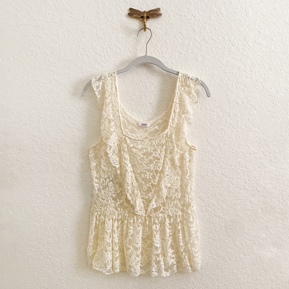Candie's Tops - Candie’s•Ivory Lace Sleeveless Top